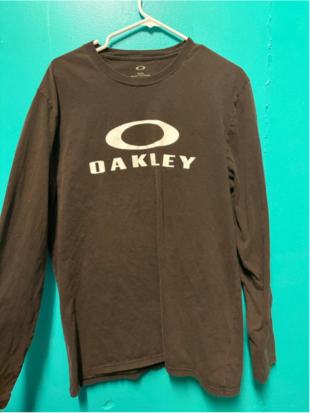 Men's Oakley Long Sleeve Tee Shirt Brown White Size XL